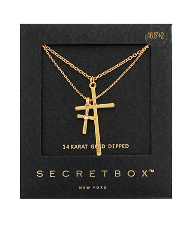 women's casual necklaces-Layered Cross Pendant Necklace