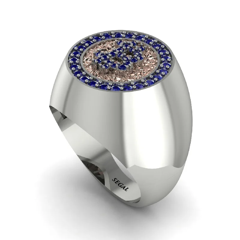 women's infinity rings-Glamorous Sapphire Bitcoin Ring - Dominic No. 42