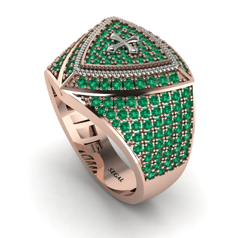 women's knot rings-Emerald Men Signet Ring - Roger No. 17