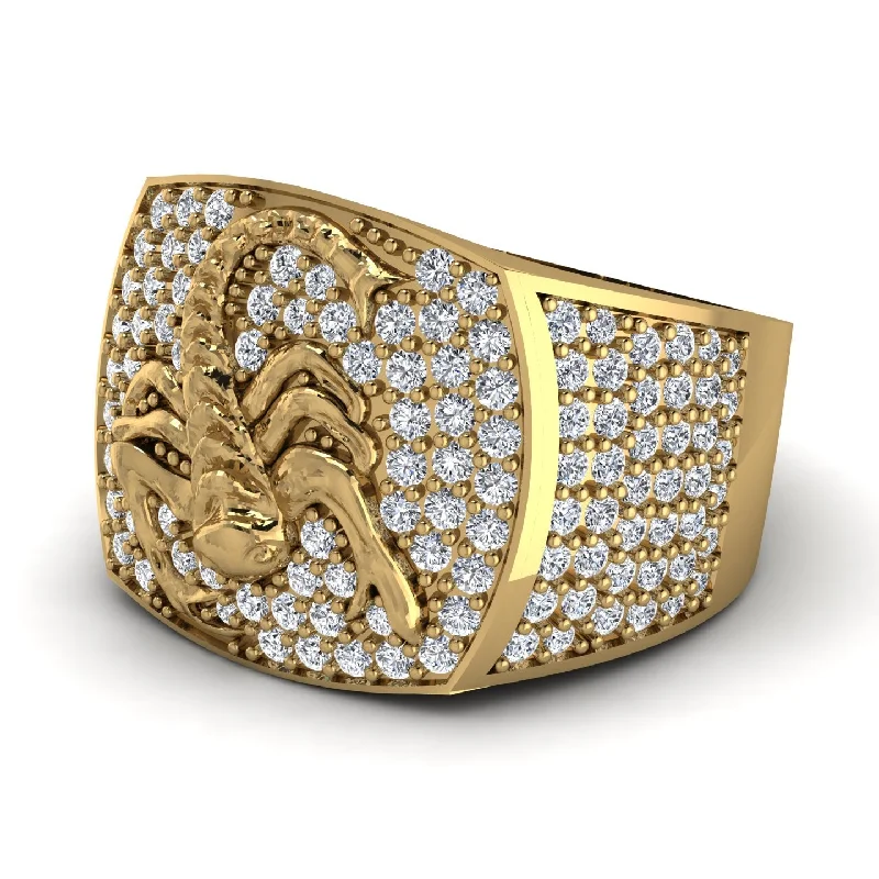 women's protective rings-Scorpion Men Diamond Signet Ring - Sean No. 1