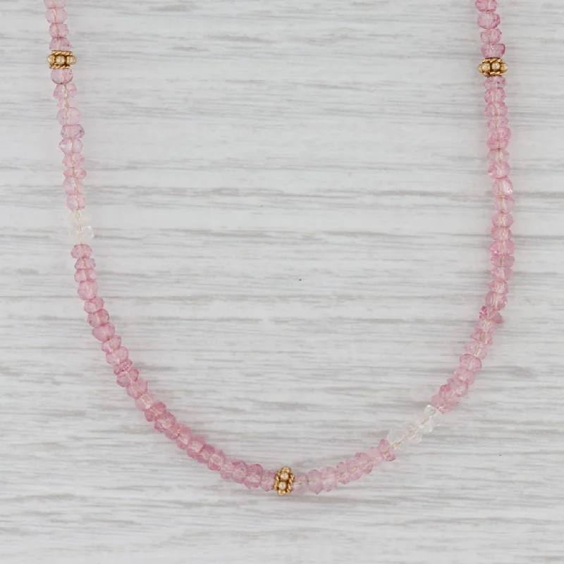 women's bar necklaces-New Nina Nguyen Pink Topaz Bead Necklace Sterling Gold Vermeil Adjustable 36"