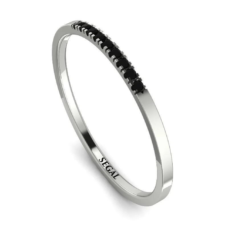 women's custom rings-Thin Eternity Black Diamond Band - Daisy No. 9