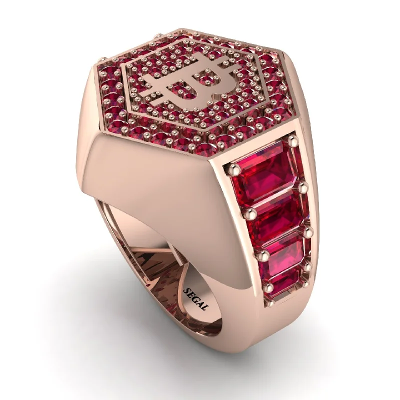 women's art deco rings-Bitcoin Ruby Signet Ring - Axel No. 32