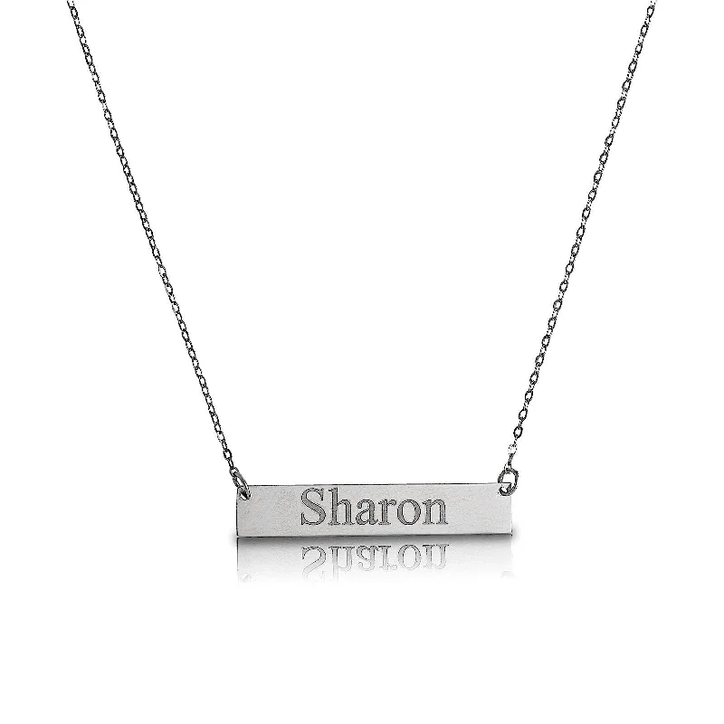 women's bold statement necklaces-Better Jewelry Custom .925 Sterling Silver Name Bar Necklace w. Engraving