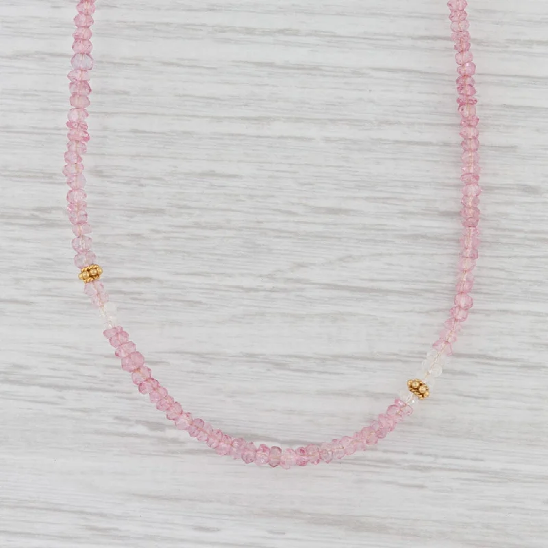 women's birth month necklaces-New Nina Nguyen Harmony Pink Topaz Bead Necklace Long Sterling Gold Vermeil