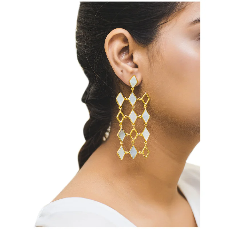 women's mismatched earrings-VARNIKA ARORA Cairo Off White Earrings