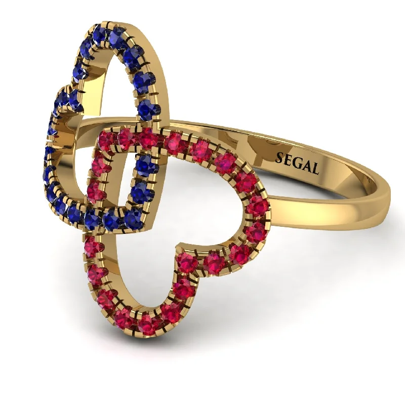 women's luxury rings-Two Hearts Sapphire Ring - Selena No. 58