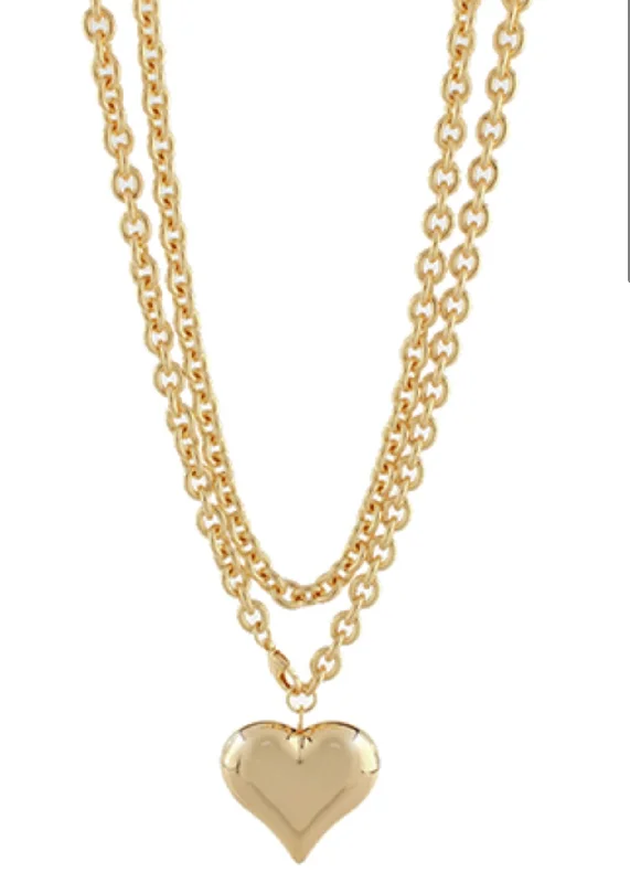 women's luxury necklaces-Puffy Heart Pendant Necklace