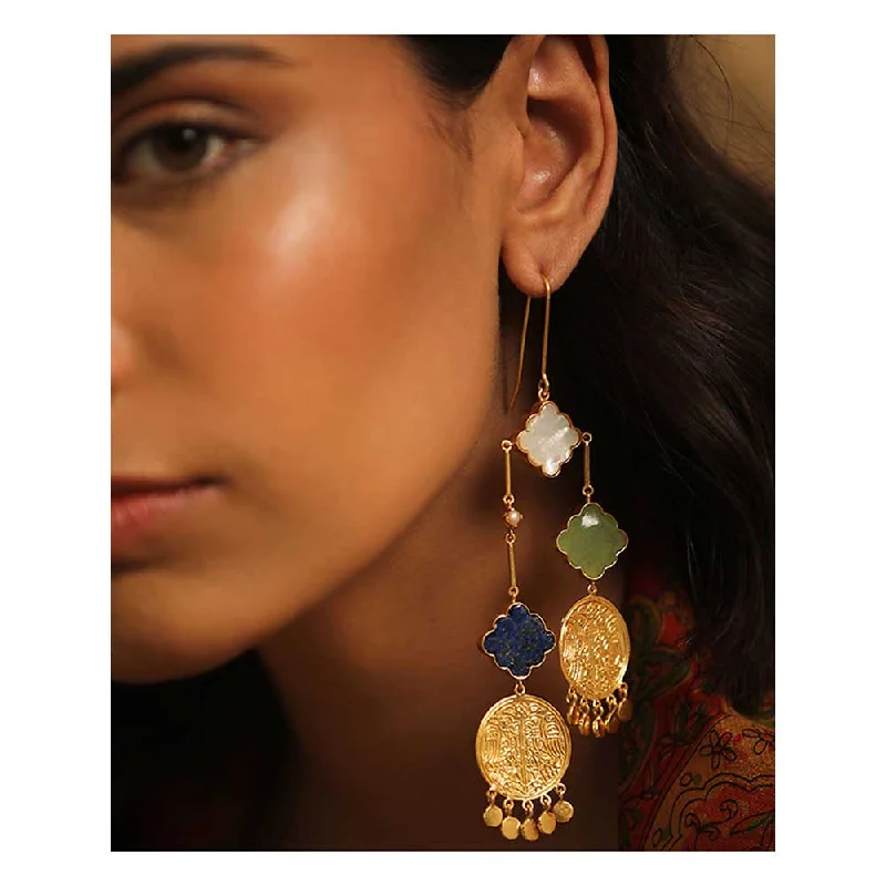 women's asymmetrical earrings-Tanvi Garg Everling Coin Fall Earrings