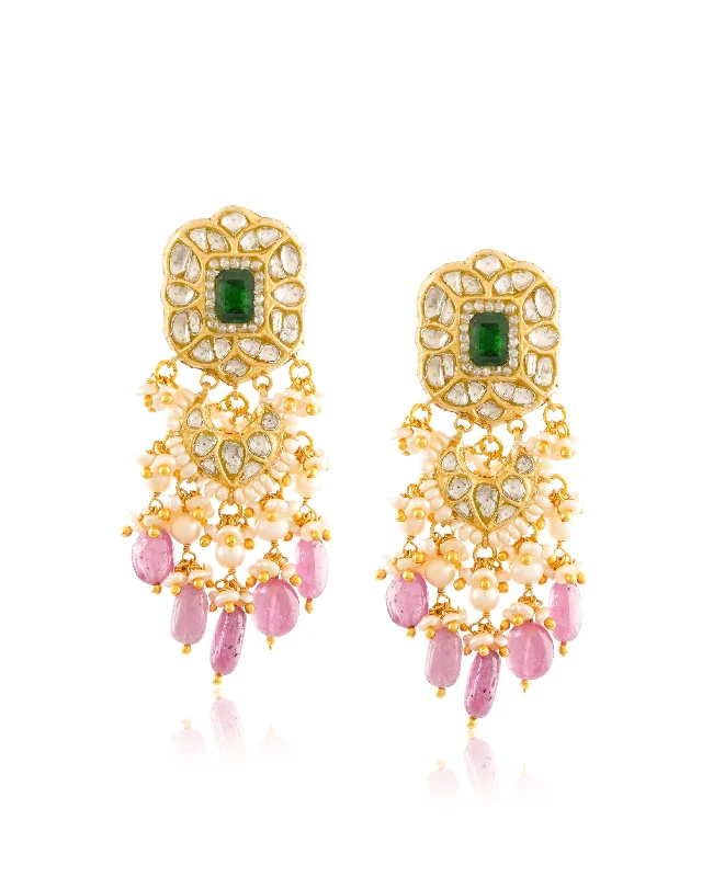 women's rock earrings-Vidya Polki Long Earrings