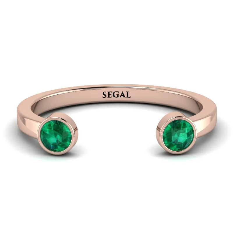 women's mother-of-pearl rings-Open Bezel Emerald Ring - Khloe No. 5