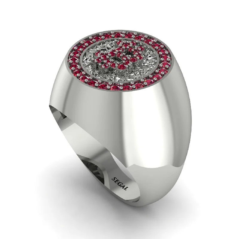 women's handcrafted rings-Glamorous Ruby Bitcoin Ring - Dominic No. 36