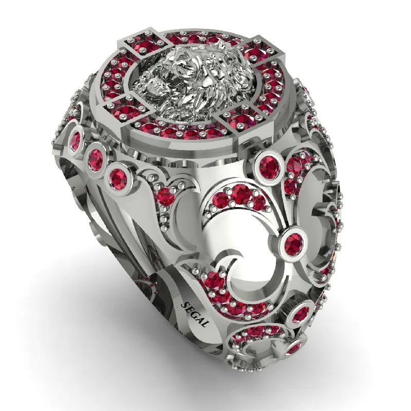 women's ethically sourced rings-Ruby Royal Lion Men Signet Ring - Terry No. 12