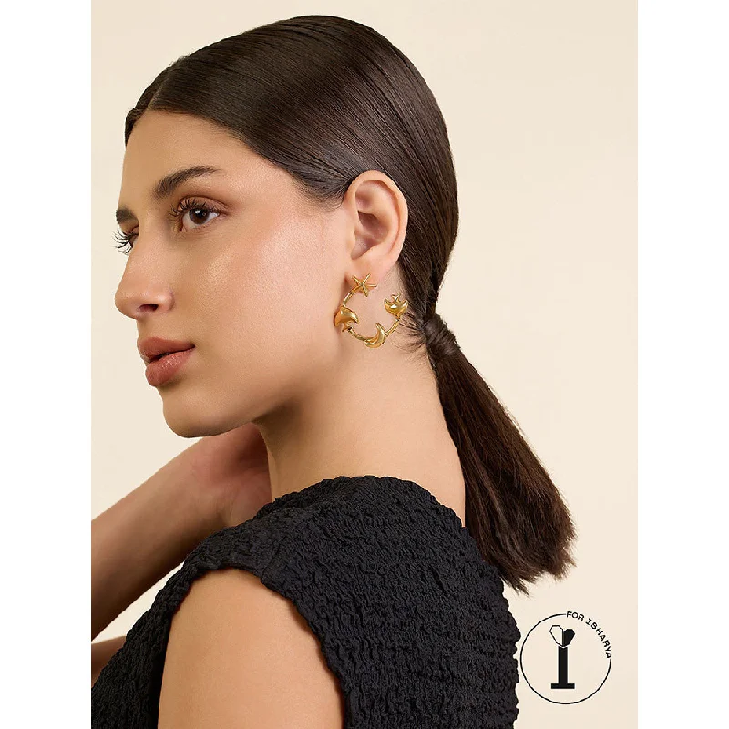 women's delicate earrings-Isharya Aqua Gold Hoops In 18Kt Gold Plated