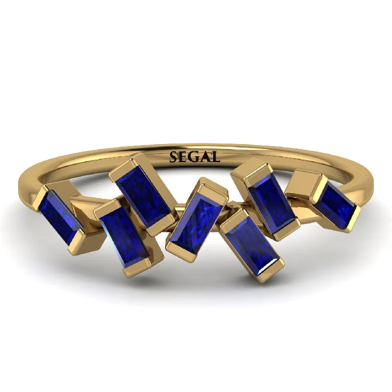 women's elegant rings-Thin Baguette Sapphire Ring - Juliette No. 13