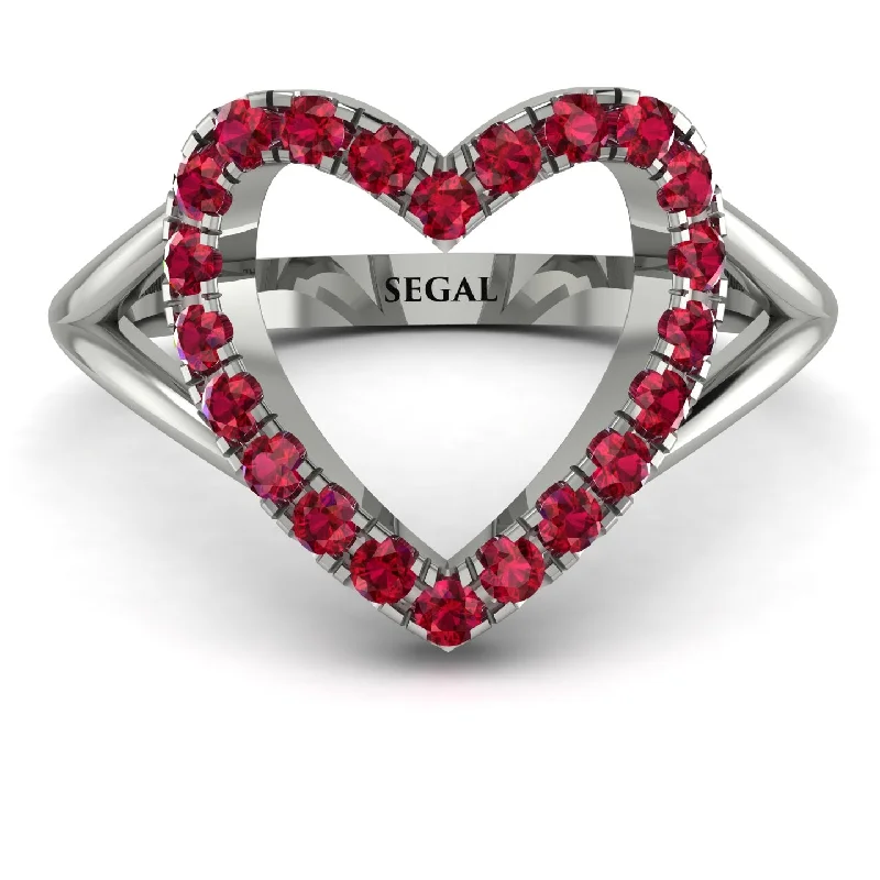 women's chunky rings-Split Shank Heart Ruby Ring - Delaney No. 12