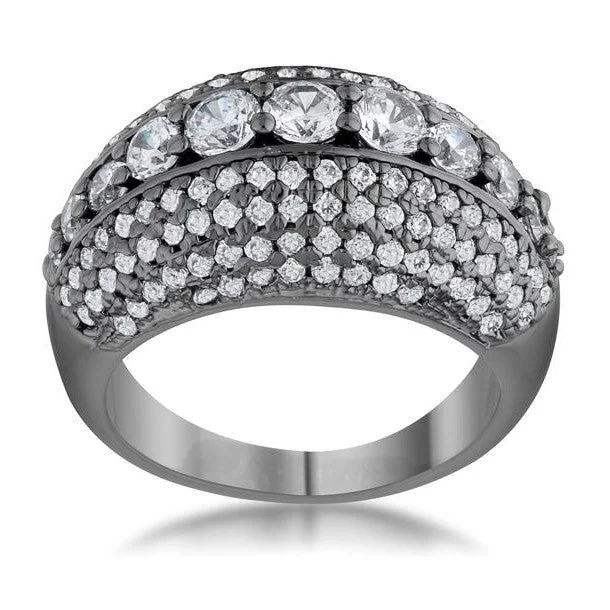 women's birth month rings-Krista CZ Hematite Contemporary Cocktail Ring | 3ct