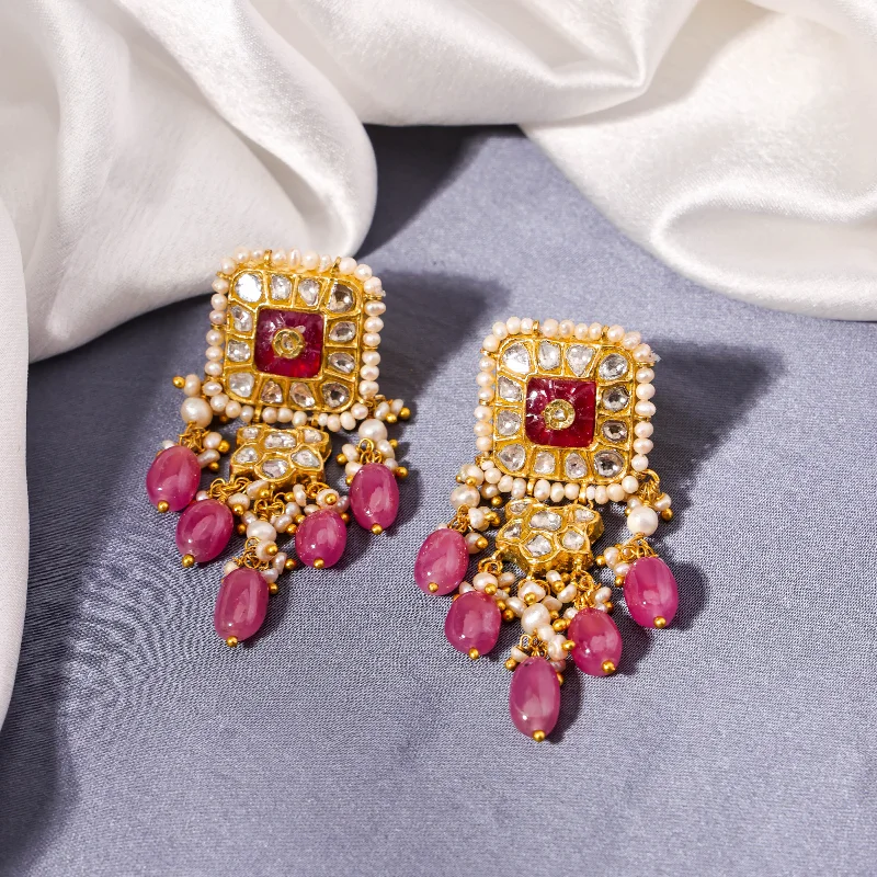 women's vintage earrings-Sweta Polki Long Earrings