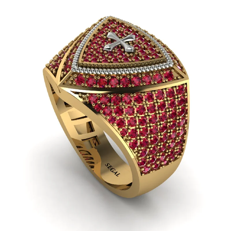 women's silver rings-Ruby Men Signet Ring - Roger No. 34