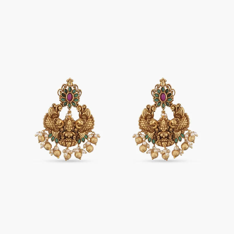 women's diamond earrings-Aadvik Antique Chandbali Earrings