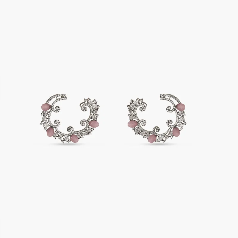 women's butterfly earrings-Swirl & Shine CZ Hoop Earrings