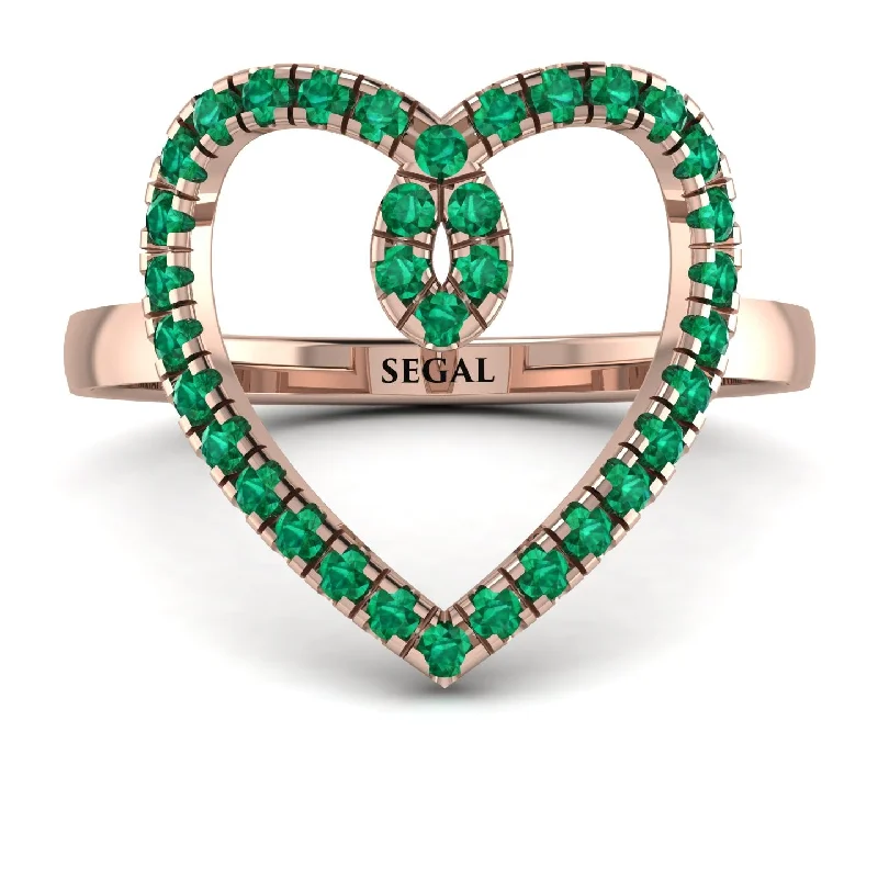 women's bold statement rings-Big Heart Emerald Ring - Ada No. 5