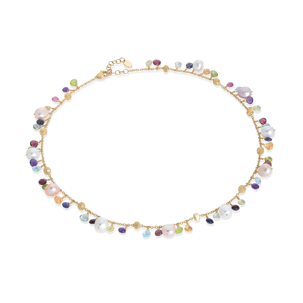 women's moonstone necklaces-Marco Bicego Paradise Collection Mixed Gemstone & Pearl Necklace