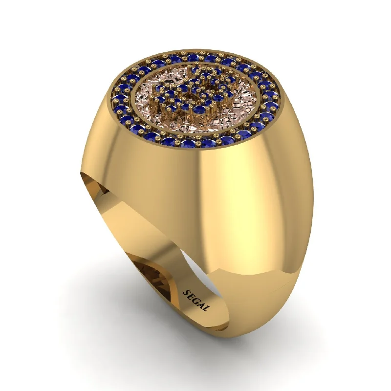 women's delicate charm rings-Glamorous Sapphire Bitcoin Ring - Dominic No. 40