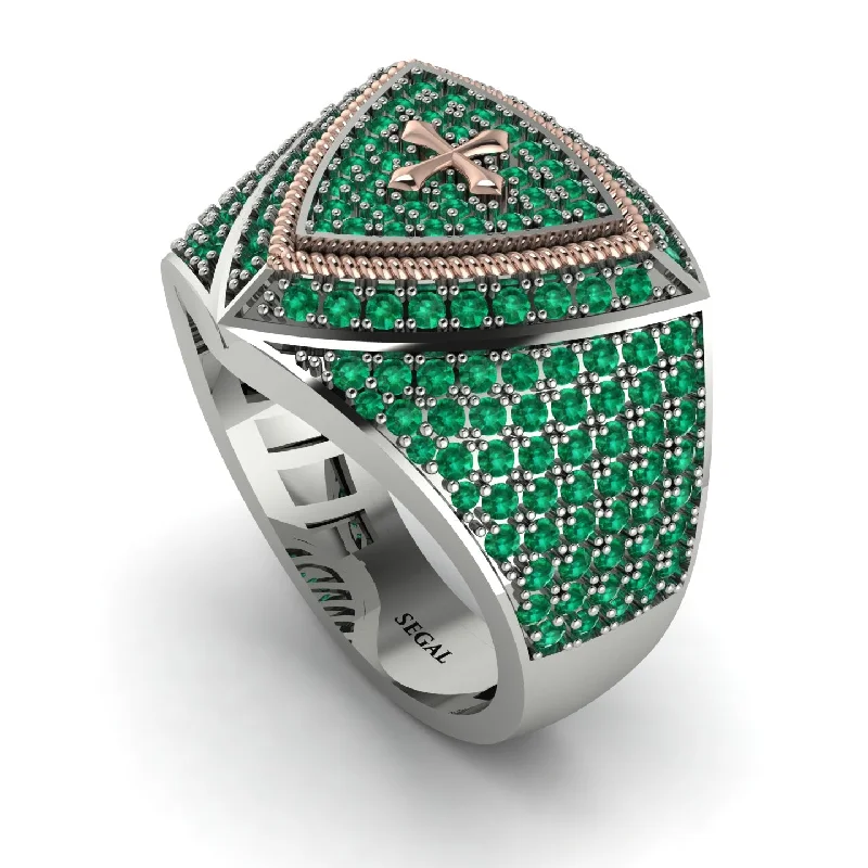 women's fashion rings-Emerald Men Signet Ring - Roger No. 15