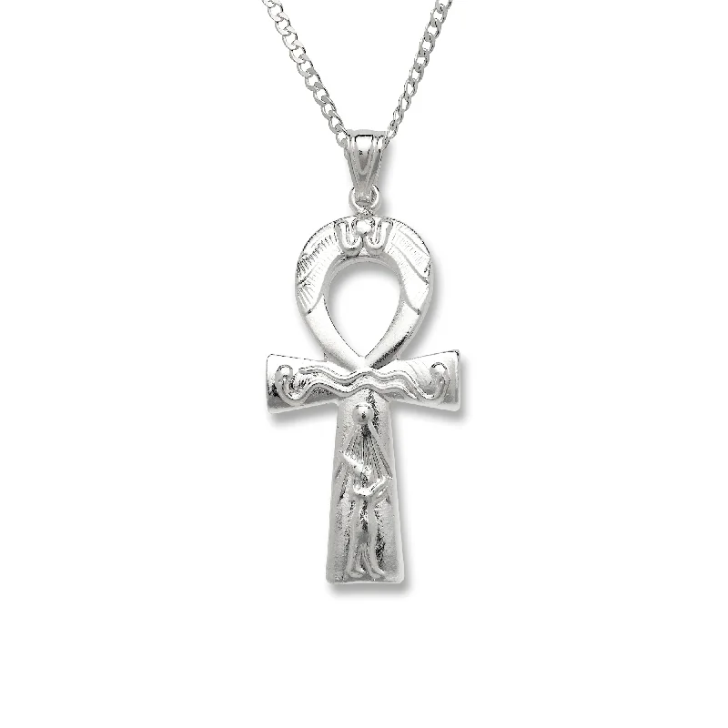 women's birthstone necklaces-Key of Life .925 Sterling Silver Ankh Pendant Necklace