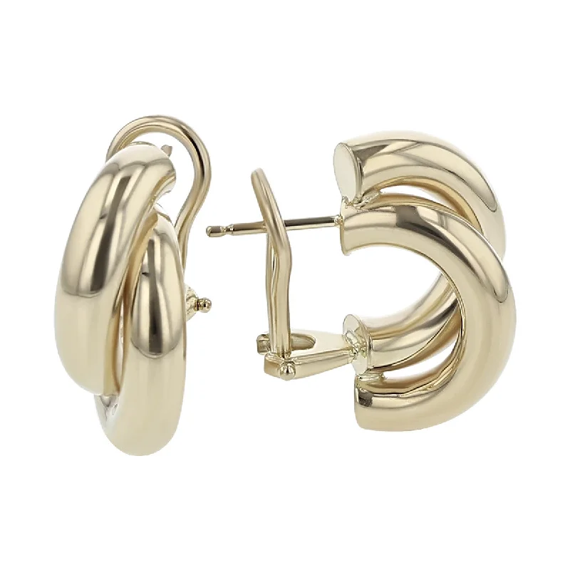 women's moon earrings-14K Double Twisted Tube Earrings