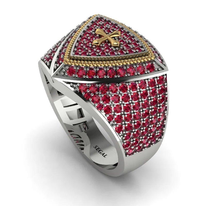 women's trendy rings-Ruby Men Signet Ring - Roger No. 30