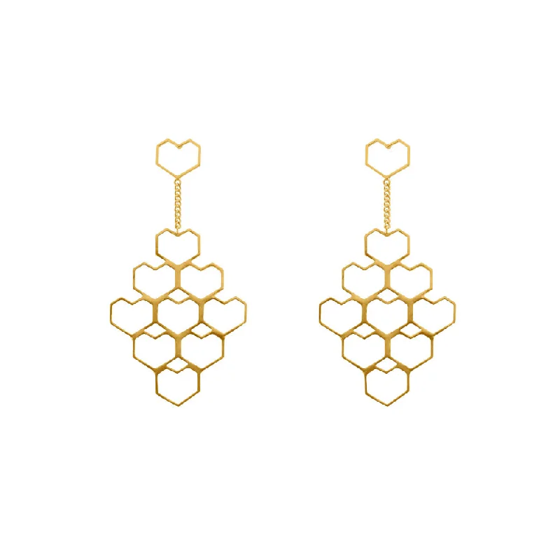 women's hoop earrings-VARNIKA ARORA Troop- 22K Gold Plated Heart Dangler Earrings