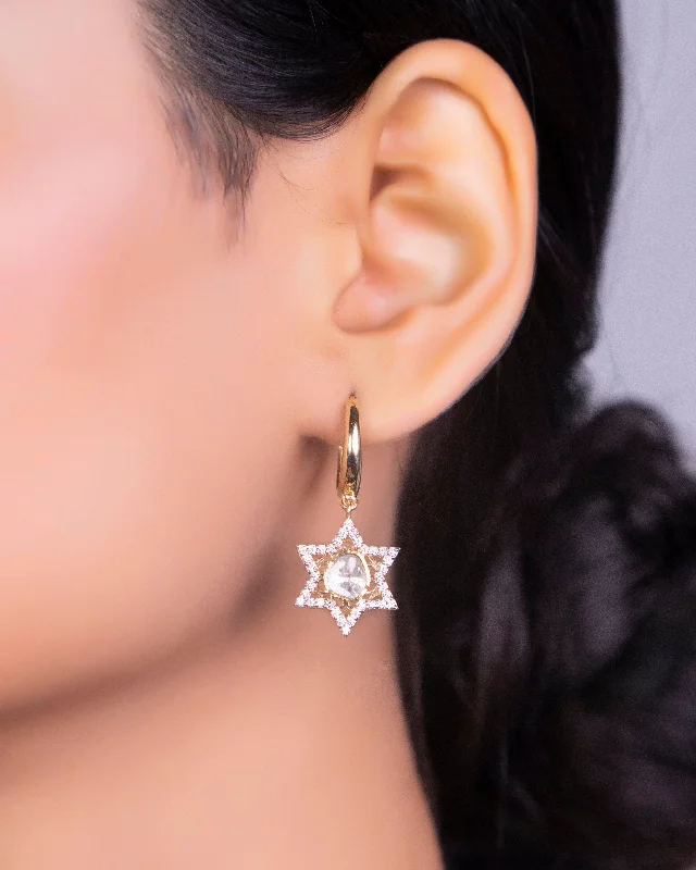 women's ethnic earrings-Shelia Polki And Diamond Earrings