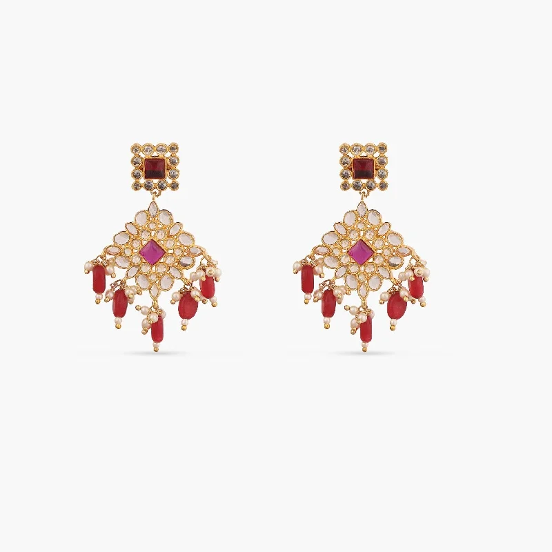 women's gemstone earrings-Ogan Kundan Earrings