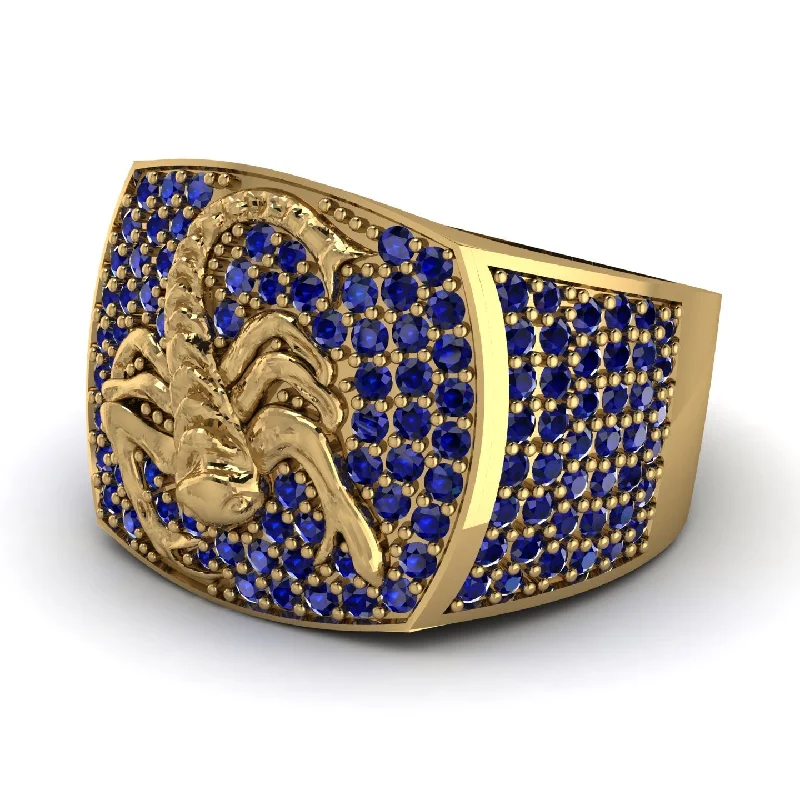 women's dainty rings-Scorpion Men Sapphire Signet Ring - Sean No. 13