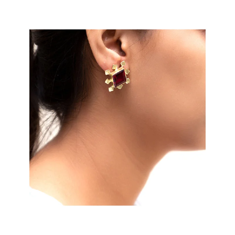 women's Western earrings-VARNIKA ARORA Kuft Maroon Earrings