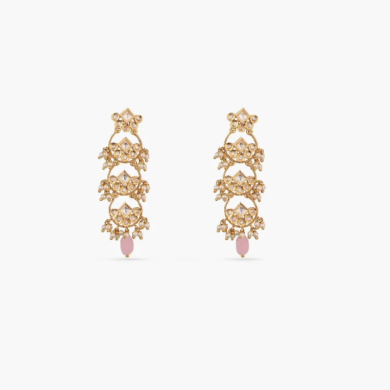 women's zodiac earrings-Linita Three Layer Kundan Earrings