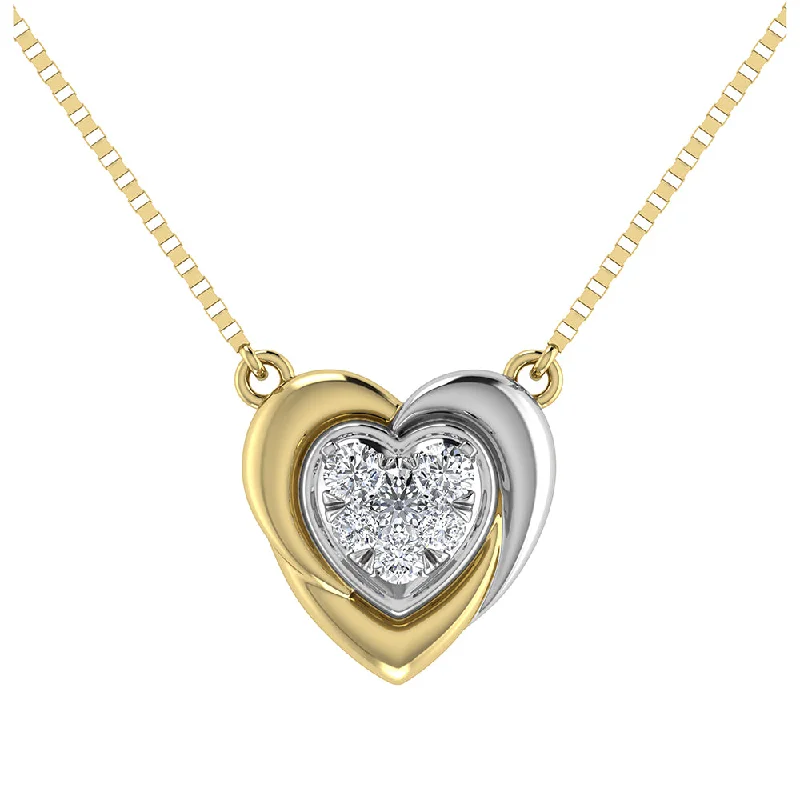 women's art deco necklaces-10K Two Tone 1/6.Tw. Diamond Heart Necklace