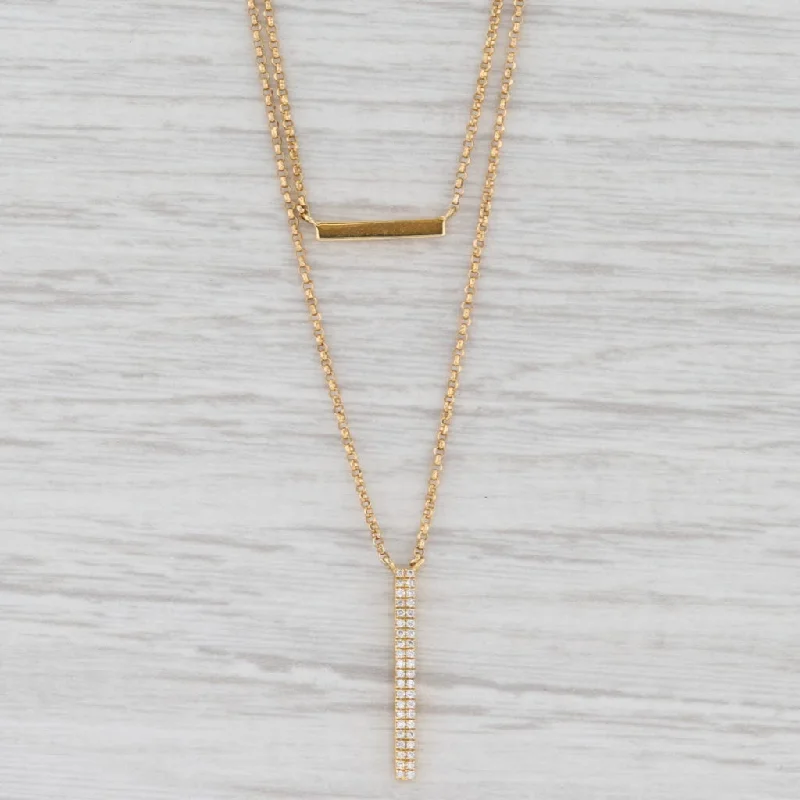 women's rose gold necklaces-New Diamond Journey 2-Chain Layer Necklace 18k Yellow Gold Cable Chain 14-18"