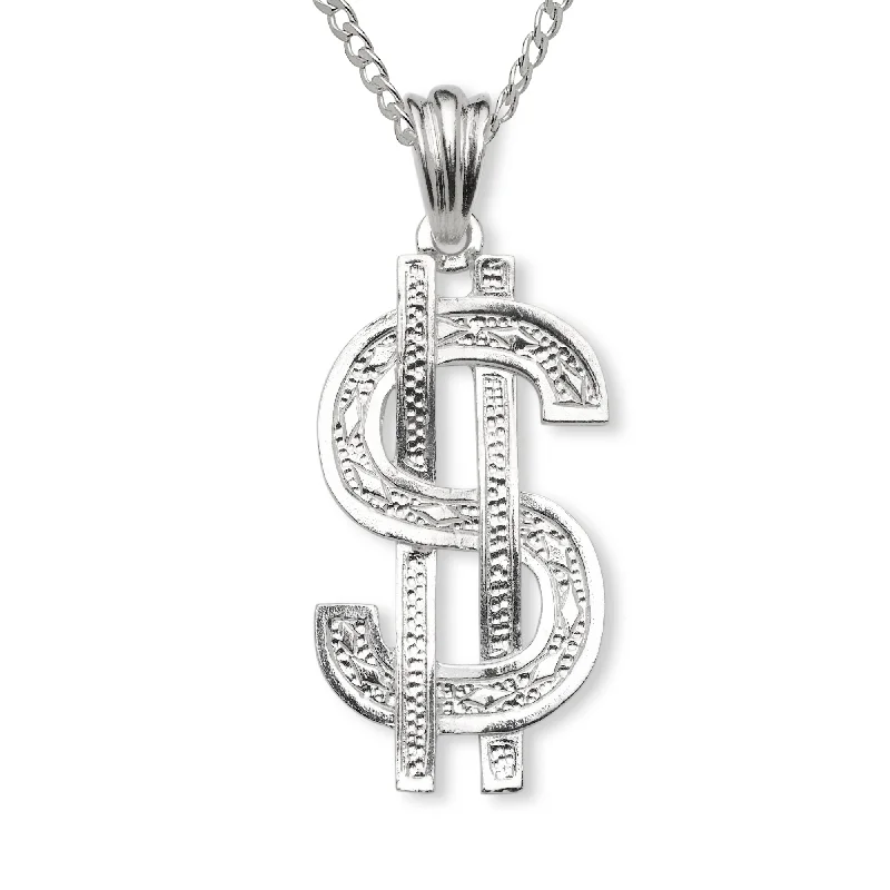 women's infinity necklaces-Dollar Sign 925 Sterling Silver Pendant Necklace