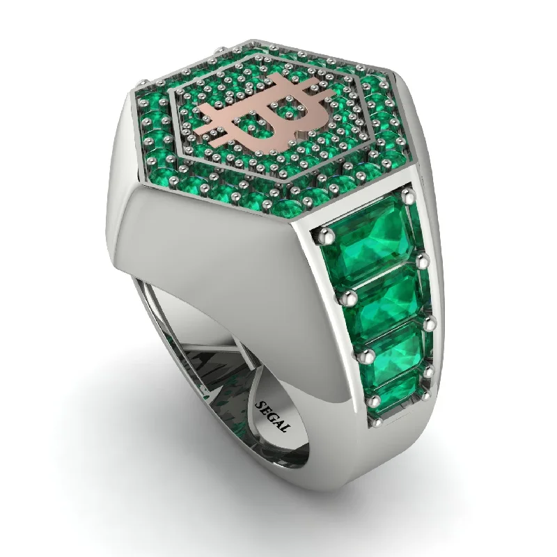 women's best friend rings-Bitcoin Emerald Signet Ring - Axel No. 15