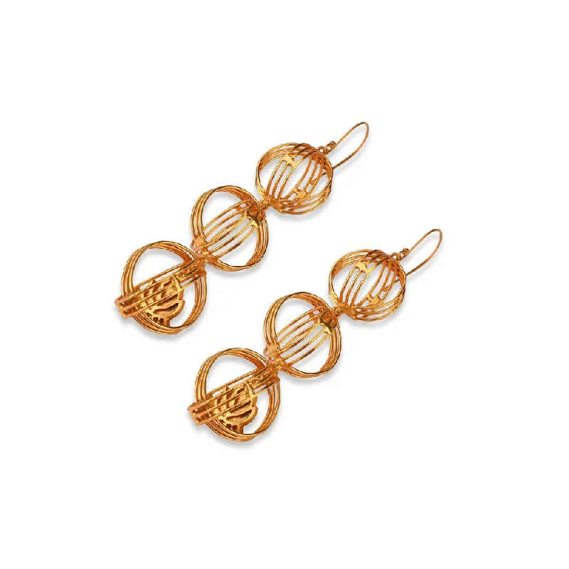 women's dangling pearl earrings-ROMA NARSINGHANI Gold Lotus Earrings