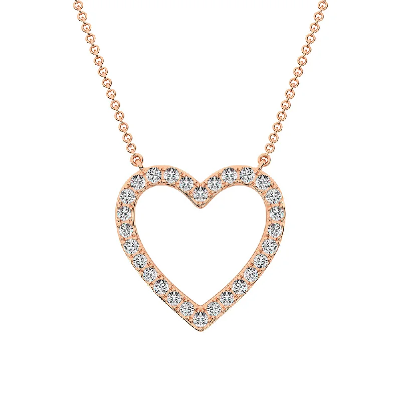 women's reiki energy necklaces-10K Rose Gold 1/2 Ct.Tw. Diamond Heart Necklace