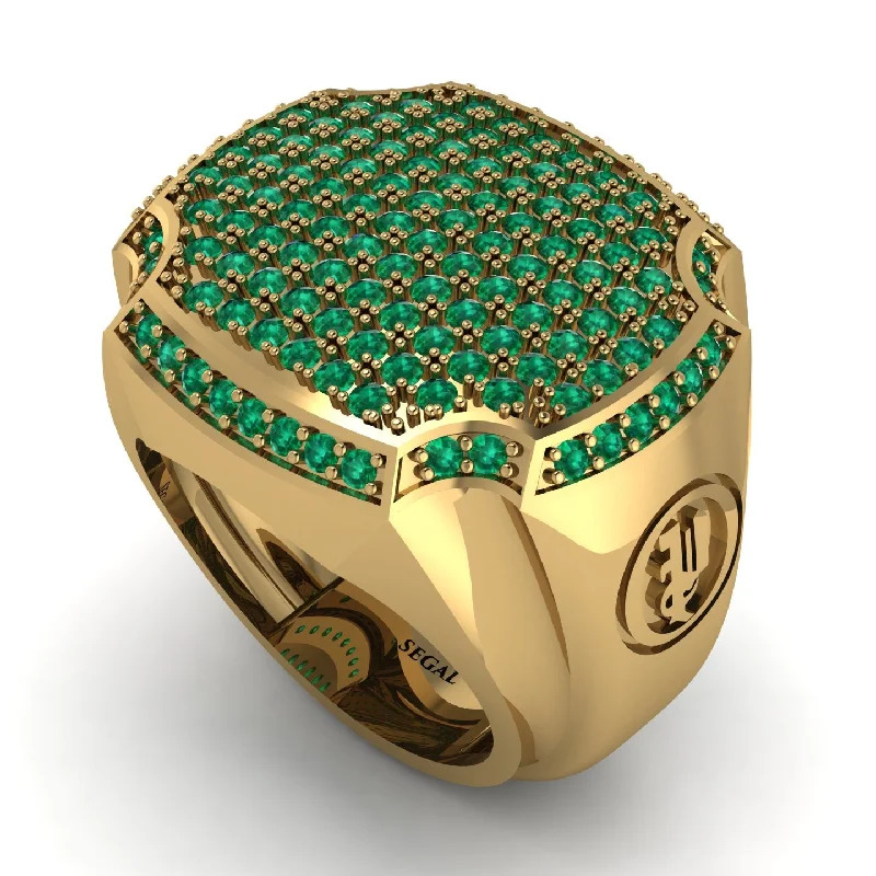 women's delicate band rings-Emerald Men Signet Ring - Carl No. 7