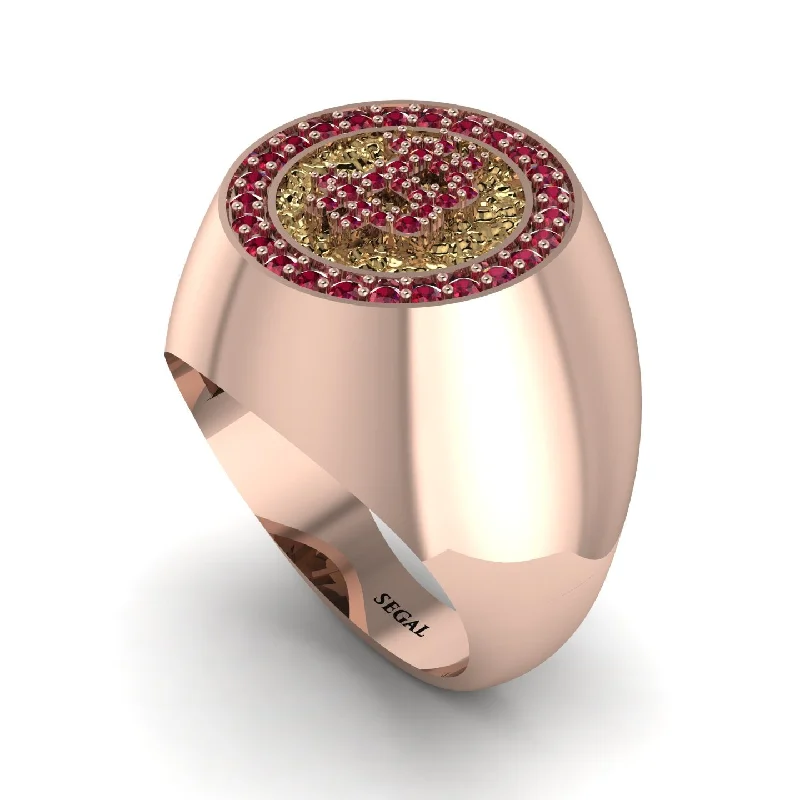 women's floral engraved rings-Glamorous Ruby Bitcoin Ring - Dominic No. 29