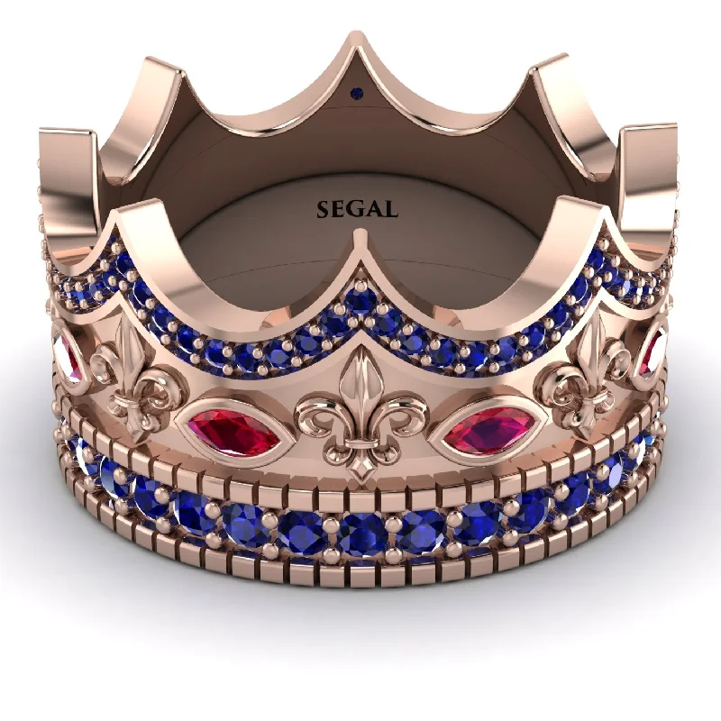 women's gothic rings-Royal Sapphire Crown Ring For Men - Harold No. 71