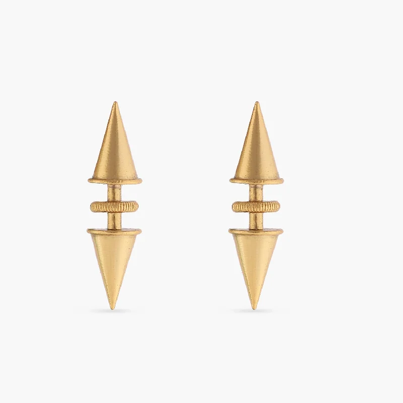 women's abstract earrings-Trigono Gold Plated Tribal Earrings