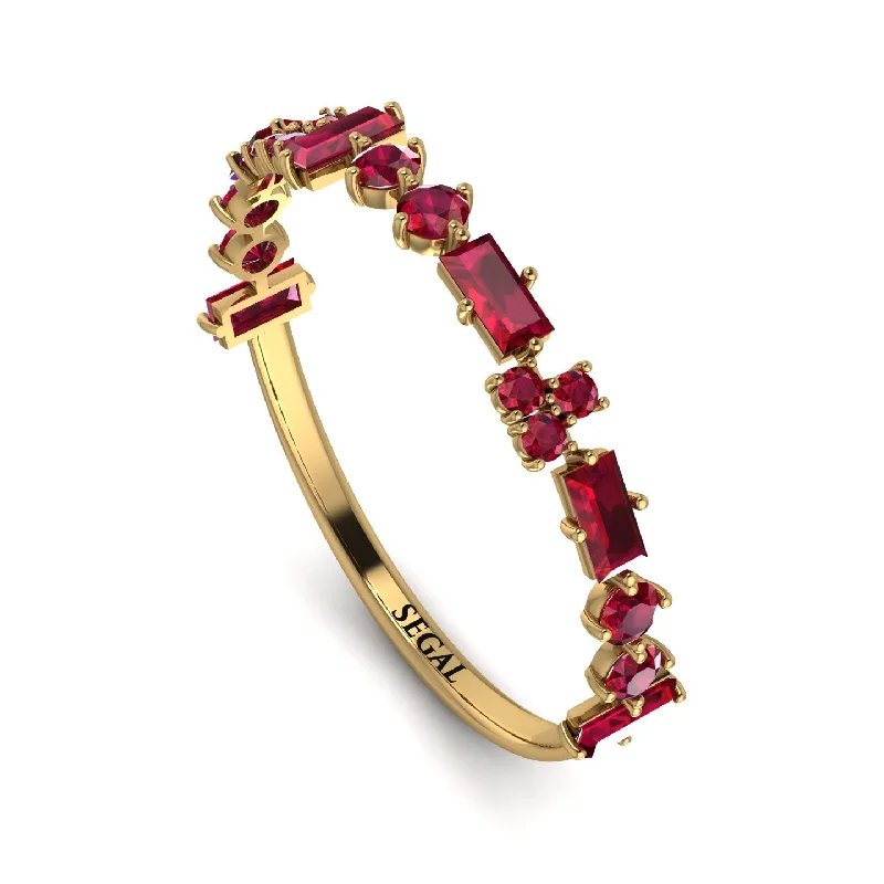 women's halo rings-Eternity Mix Ruby Ring - Jocelyn No. 10