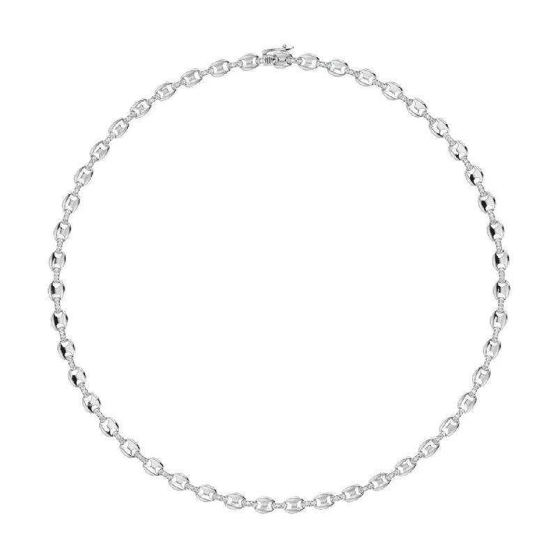 women's eternity necklaces-Diamond 1 1/3 Ct.Tw. Puffy Mariner Link Necklace in 14K White Gold